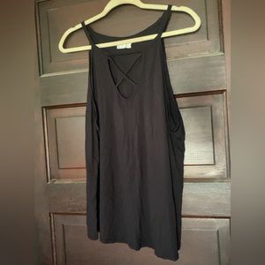 Black tank top with criss cross tank top